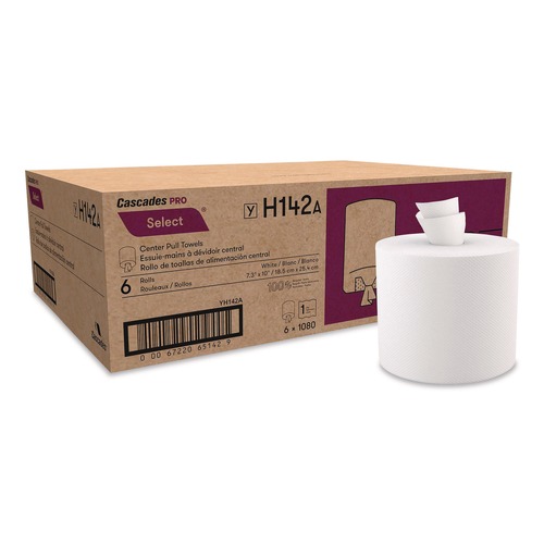 Cleaning Cloths | Cascades PRO H142 7.31 in. x 10 in. 2-Ply Select Center-Pull Paper Towels - White (6 Rolls/Carton) image number 0