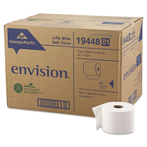 Cleaning & Janitorial Supplies | Georgia Pacific Professional 19448/01 Pacific Blue Basic High-Capacity 2-Ply Bath Tissue - White (1000 Sheets/Roll 48 Rolls/Carton) image number 0