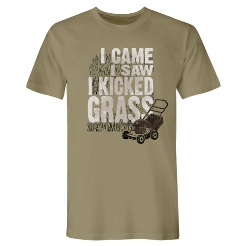 Shirts | Buzz Saw PR104184XL "I Came I Saw I Kicked Grass" Premium Cotton Tee Shirt - Extra Large, Beige image number 0