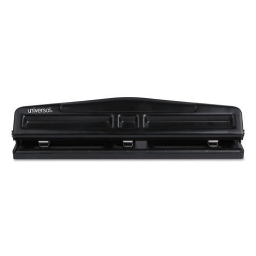 Universal UNV74323 12 Sheet Capacity Deluxe Adjustable Two and Three Hole Punch - Black image number 0