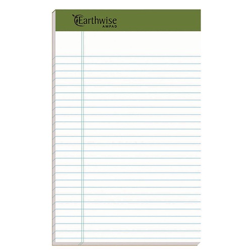 Office Jansan | Ampad 20-152R Earthwise by Ampad 5 in. x 8 in. Recycled Writing Pad - Narrow, Green/White (1-Dozen) image number 0