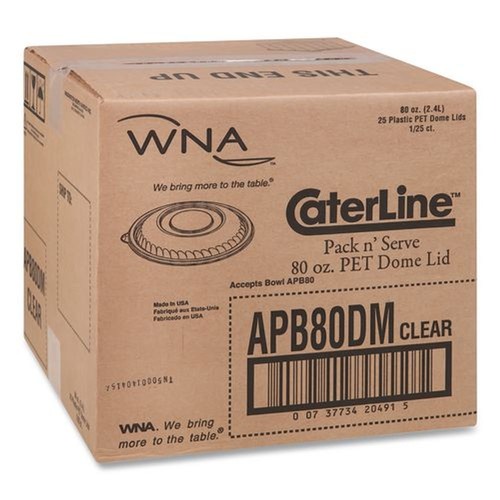 Food Service | WNA APB80DM 10 in. Diameter x 1.38 in. h Caterline Pack n' Serve Dome Plastic Lids - Clear (25/Carton) image number 0