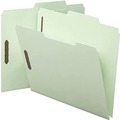 File Folders | Smead 14980 2/5 Cut Right of Center Tab 1 in. Expansion Letter Size Recycled Pressboard Folders with 2 SafeSHIELD Coated Fasteners - Gray-Green (25/Box) image number 1
