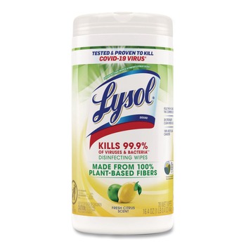LYSOL Brand 7 in. x 7.25 in. 1-Ply Disinfecting Wipes II - Fresh Citrus/White