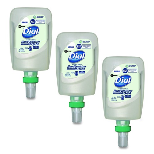 Soap Dispensers | Dial Professional 17000 19041 1.2 L Antibacterial Foaming Hand Sanitizer Refill for FIT X1 Manual Dispenser - Fragrance-Free (3/Carton) image number 0
