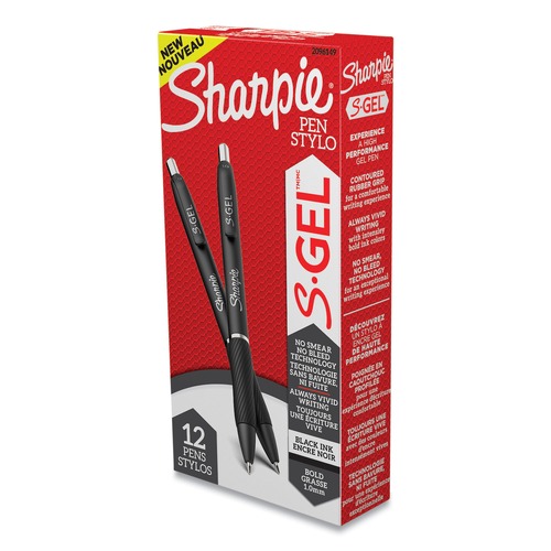 Pens | Sharpie S-Gel 2096149 S-Gel High-Performance Bold 1 mm Retractable Gel Pen - Black Ink/Barrel (1-Dozen) image number 0