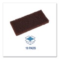 Cleaning Brushes | Boardwalk 7100359808 4.62 in. x 10 in. Heavy-Duty Utility Pad - Brown (10/Carton) image number 5