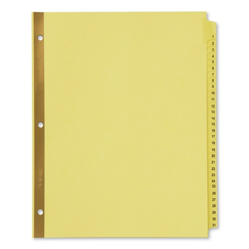 Office Jansan | Avery 11308 11 in. x 8.5 in. 31-Tab 1 to 31 Preprinted Laminated Tab Dividers with Gold Reinforced Binding Edge - Buff (1-Set) image number 0