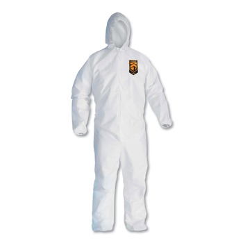 BIB OVERALLS | KleenGuard KCC 46114 A30 Elastic Back and Cuff Hooded Coveralls - Extra Large, White (25/Carton)