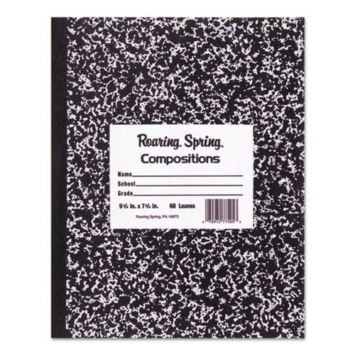 Office Jansan | Roaring Spring 77332 8.5 in. x 7 in. Sheets Wide/Legal Rule Marble Cover Composition Book - Black image number 0