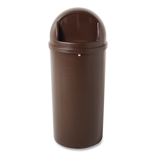Trash & Waste Bins | Rubbermaid Commercial FG816088BRN Marshal 15-Gallon Plastic Round Classic Container - Brown image number 0