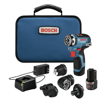 TOOL GIFT GUIDE | Factory Reconditioned Bosch GSR12V-300FCB22-RT Flexiclick 12V Max EC Brushless Lithium-Ion 5-In-1 Cordless Drill Driver System Kit with 2 Batteries (2 Ah)