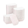 Food Trays, Containers, and Lids | Boardwalk BWK30LAG025 2.69 in. x 1.05 in. x 4 in. 0.25 lbs. Capacity Paper Food Baskets - Red/White (1000/Carton) image number 2