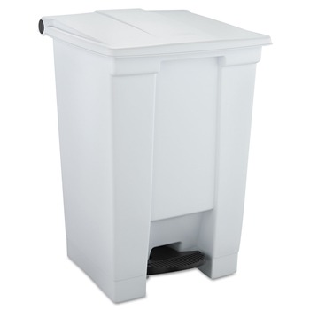 Rubbermaid Commercial 12 Gallon Indoor Utility Step-On Plastic Waste Container - White