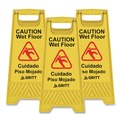 Safety Signs | Gritt Commercial GRI184YEL3PK 11.8 in. x 12 in. x 24 in. Caution Wet Floor Sign - Yellow (3/Carton) image number 0
