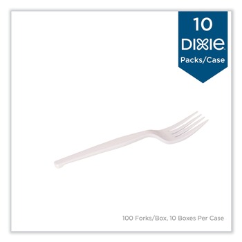 Dixie FM207 Plastic Cutlery, Heavy Mediumweight Fork (100/Box)