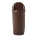 Trash & Waste Bins | Rubbermaid Commercial FG816088BRN Marshal 15-Gallon Plastic Round Classic Container - Brown image number 0