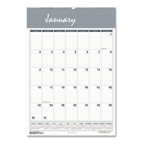Calendars & Planners | House of Doolittle 331 8.5 in. x 11 in. 12-Month (Jan.-Dec.) 2025 Bar Harbor Recycled Wirebound Monthly Wall Calendar - Multicolor image number 0
