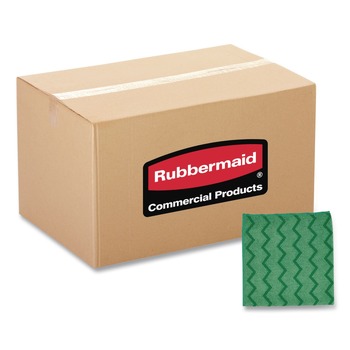 Rubbermaid Commercial 16 in. x 16 in. Microfiber Reusable Cleaning Cloths - Green (12/Carton)