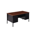 Office Desks & Workstations | Alera 25954 60 in. x 30 in. x 29.5 in. Double Pedestal Steel Desk - Mocha/Black/Black Legs image number 2