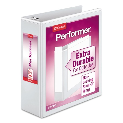 Office Jansan | Cardinal 17600CB Performer 3 Slant D Ring 3 in. Capacity ClearVue Binder - White image number 0