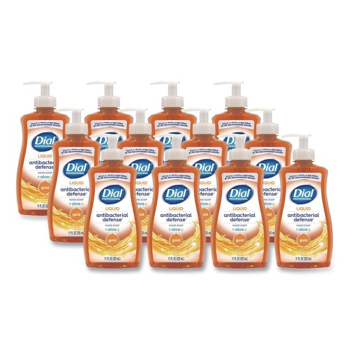 Hand Soaps | Dial Professional 17000 35470 11 oz. Pump Bottle Antibacterial Defense Gold Hand Soap Plus Aloe - Original (12/Carton) image number 0