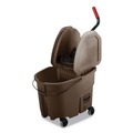Mop Buckets | Rubbermaid Commercial FG757788BRN 35 qt Down-Press, WaveBrake 2.0 Plastic Bucket/Wringer Combos - Brown image number 0