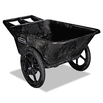 CLEANING CARTS | Rubbermaid Commercial FG564200BLA Big Wheel 300 lbs. Capacity 32.75 in. x 58 in. x 28.25 in. Agriculture Cart - Black