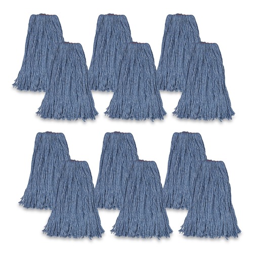 Mops | Rubbermaid Commercial FGF51800BL00 24 oz. 1 in. Band Cotton/Synthetic Cut-End Blend Mop Head - Blue (12/Carton) image number 0