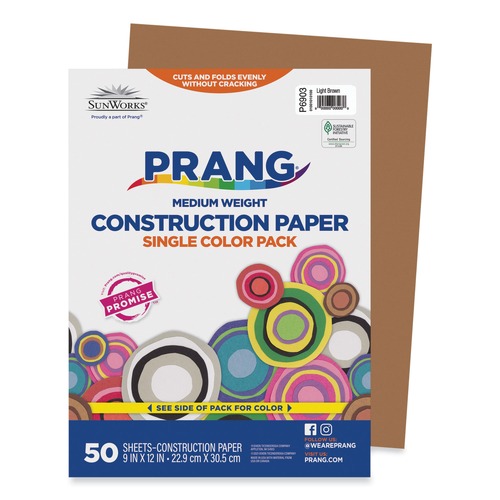 Office Jansan | Prang P6903 SunWorks 9 x 12 50 lb. Text Weight Construction Paper - Light Brown (50/Pack) image number 0