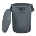 Trash & Waste Bins | Rubbermaid Commercial FG261960GRAY 19.88 in. BRUTE Self-Draining Flat Top Lids for 20 gal. Round BRUTE Containers - Gray image number 2