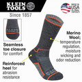 Footwear | Klein Tools 60509 1 Pair Performance Thermal Socks - X-Large, Dark Gray/Light Gray/Orange image number 1