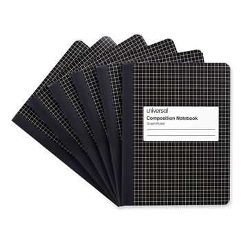 Universal UNV20957 100 Sheets, 9.75 in. x 7.5 in., 4 sq/in. Quadrille Rule, Composition Book - Black Marble (6/Pack)