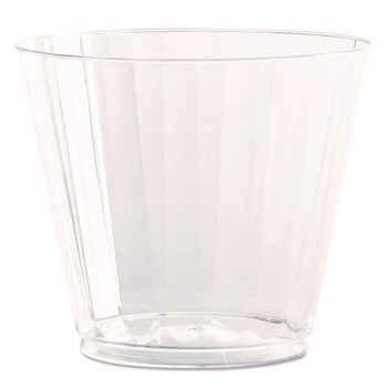 WNA 9 oz. Classic Crystal Fluted Squat Plastic Tumblers - Clear (240/Carton)