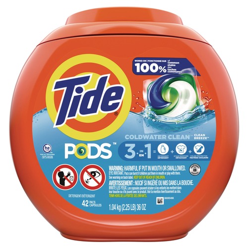 Cleaning & Janitorial Supplies | Tide 80367521 36 oz. Tub PODS Laundry Detergent - Clean Breeze (4 Tubs/Carton) image number 0