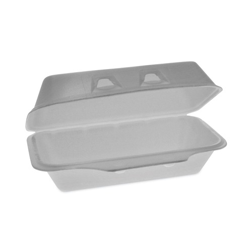 Labor Day Sale! Save $30 off $199! | Pactiv Corp. YHLW01840000 8.75 in. x 4.5 in. x 3.13 in. SmartLock Foam Hinged Lid Container - Medium, White (440/Carton) image number 0
