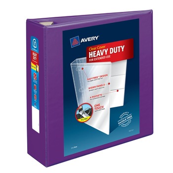 Avery 3 One Touch EZD Rings 3 in. Capacity 11 in. x 8.5 in. Heavy-Duty View Binder with DuraHinge - Purple (4/Carton)