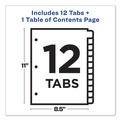 Office Jansan | Avery 11140 Ready Index 11 in. x 8.5 in. 12-Tab Customizable TOC 1 to 12 Tab Dividers - Black/White (1-Set) image number 3