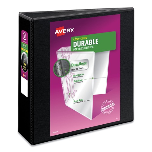 Office Jansan | Avery 17041 11 in. x 8.5 in. 3 in. Capacity 3-Rings Durable View Binder with DuraHinge and Slant Rings - Black image number 0