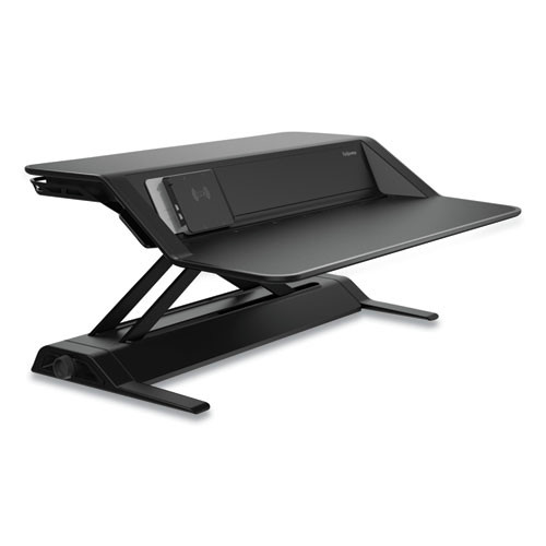 Office Furniture & Lighting | Fellowes Mfg Co. 8080301 32.75 in. x 24.25 in. x 5.5 in. to 22.5 in. Lotus DX Sit-Stand Workstation - Black image number 0