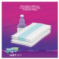 Mops | Swiffer 92811 WetJet 11 in. x 5 in. Cloth Head 46 in. Aluminum Plastic Handle Mop - White/Purple/Silver (2/Carton) image number 4