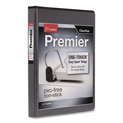 Office Jansan | Cardinal 10301 11 in. x 8.5 in. ClearVue 3-Ring 1 in. Capacity Easy Open Slant-D Ring Binder - Black image number 0