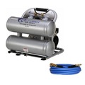 Stationary Air Compressors | California Air Tools 4610ACH 4.6 Gallon 1 HP Ultra Quiet and Oil-Free Aluminum Twin Tank Air Compressor Hose Kit image number 0