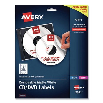 Avery Laser CD Labels - Matte White (50/Pack)