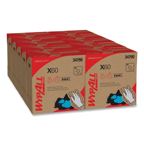 Paper Towels and Napkins | WypAll 34790CT 9-1/8 in. x 16-7/8 in. POP-UP Boxes X60 Cloth Towels - White (10 Boxes/Carton, 126 Sheets/Box) image number 0