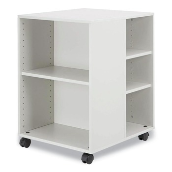 Durable 20.79 in. x 23.31 in. x 29.45 in. 6 Shelves Wood Flexible Multi-Functional Cart for Office Storage - White