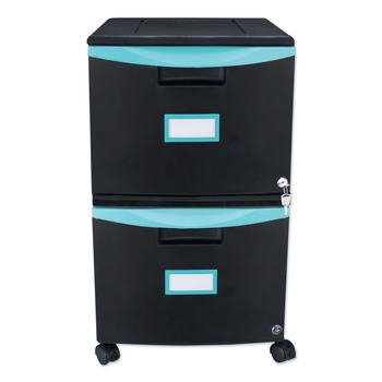 Storex 2 Legal/letter-Size File Drawers 14.75 in. x 18.25 in. x 26 in. Two-Drawer Mobile Filing Cabinet - Black/Teal