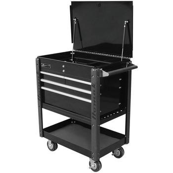 Homak BK06032000 35 in. Professional 4-Drawer Service Cart - Black