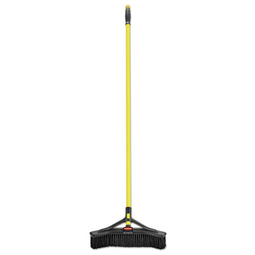 Brooms | Rubbermaid 2018729 Maximizer PVC Bristle Push-to-Center 18 in. Broom - Yellow/Black image number 0