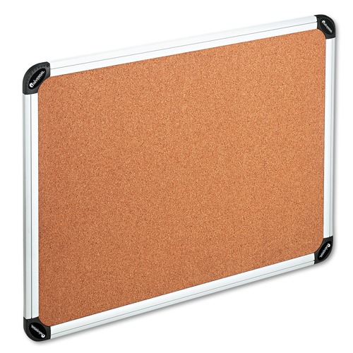 Office Jansan | Universal UNV43714 48 in. x 36 in. Cork Board with Aluminum Frame - Tan Surface, Silver Frame image number 0